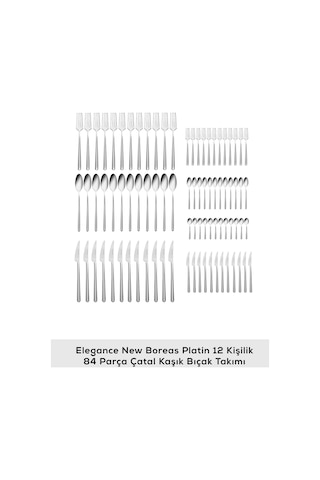 Karaca  Elegance New Boreas Platin 12 Kişilik 84 Parça Çatal Kaşık Bıçak Takımı