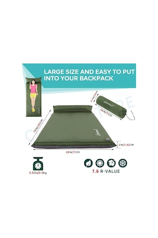 Clostnature Şişme Kamp Yatağı Mat - 3.8 Cm Kalın Taşınabilir Şişme Kamp Minderi, Uyku Ve Kamp Matı Standart