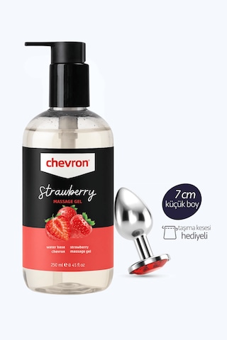 Chevron Su Bazlı Çilekli Kayganlaştırıcı Jel 250 Ml Ve 7 Cm Plug