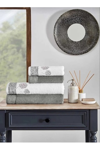 Özdilek Bamboo Hamam Seti Banyo Havlu Takımı-phlox Antrasit Beyaz Antrasit - Beyaz