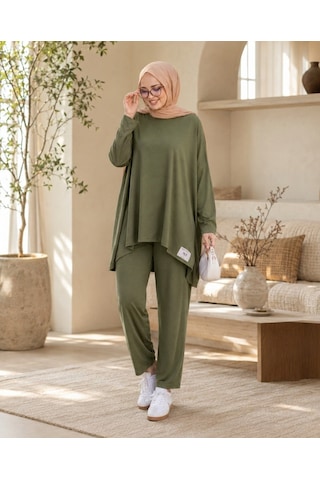 Unika Boutique Kadın Arma Detaylı Salaş İkili Takım Haki