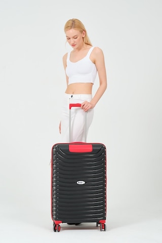 Siyah-kırmızı Orta Boy Silikon Kırılmaz Pp Valiz Siyah