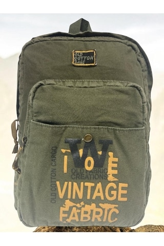 Old Cotton Cargo Kaliteli Vintage Salaş Disayn Günlük Gezi Spor Sırt Çantası Matanza Bag 30x42cm Haki