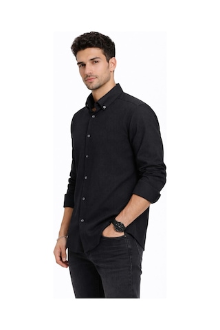 Classics Men Plus Barkod Uzun Kol Slim Fit Erkek Gömlek - 7578 Siyah