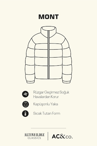 AC&Co / Altınyıldız Classics Erkek Vızon Standart Fit Normal Kesim Dik Yaka Kapüşonlu Yan Cepli Casual Mont VIZON