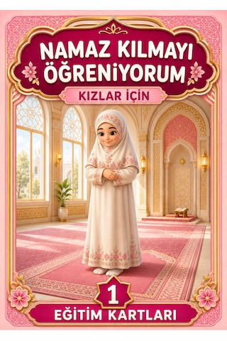 Kız Çocuklar İçin Zincirli Abdest Ve Namaz Kartları 50 Kart + Silinebilir Kalem
