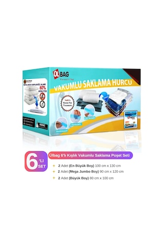 Kışlık Set 6'lı 75 Mikron Ekstra Kalın Vakumlu Hurç 2ad 80x100 2ad 90x120 2ad 100x130 Şeffaf