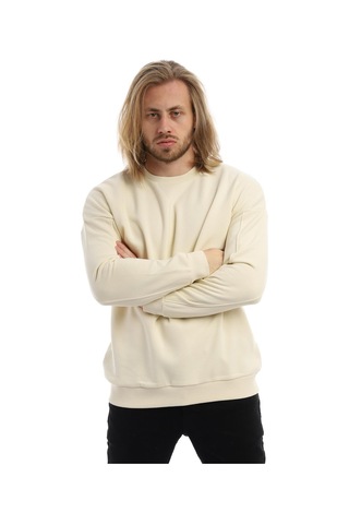 Erkek Bisiklet Yaka Karyoka Dikişli Sweatshirt Krem