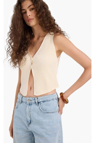 Defacto Coool Slim Fit Dar Kesim V Yaka Yelek E4738ax25sper105 Ekru