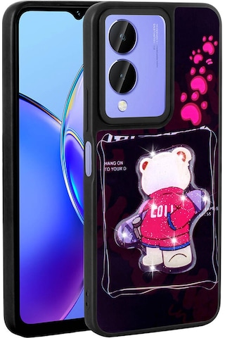 Vivo Y17s Kılıf Parlayan Kabartmalı İkonik Figürlü Tchs Amas Silikon Kapak - Mor Mor