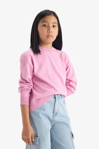 Defacto Kız Çocuk Standart Fit Bisiklet Yaka Triko Kazak C6902a825aupn444 Pembe