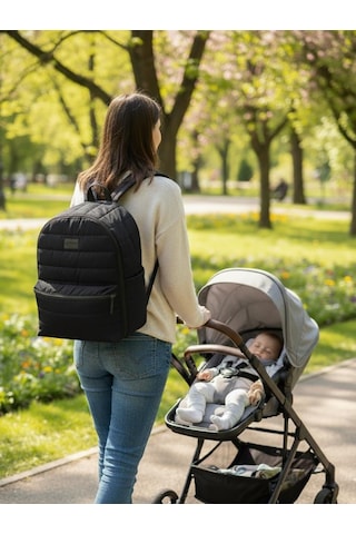 Babymol Selimiye Anne Bebek Bakım Çantası - Siyah Standart Siyah