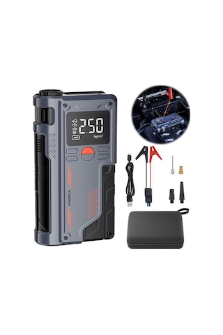Ezere ST-9631 Pro Taşınabilir Göstergeli Araç Lastik Sisirme Ve Starter Akü Takviye Seti