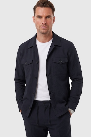 Rizzup Lacivert Slim Fit Gofre Dokulu Yazlık Spor Takım Elbise Yarım Astarlı Likralı 2 Li Kombin 2604007