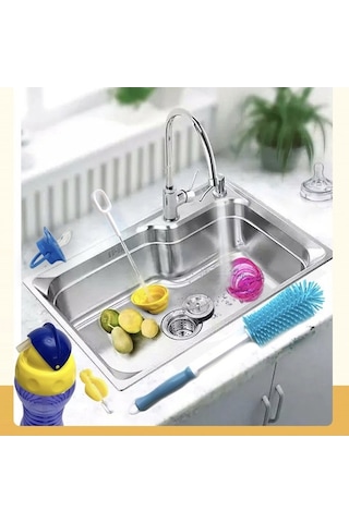 Flybuy Adet Yumuşak Bebek Biberon Ve Pipet Fırçası Temizleme Seti - Pembe/mavi