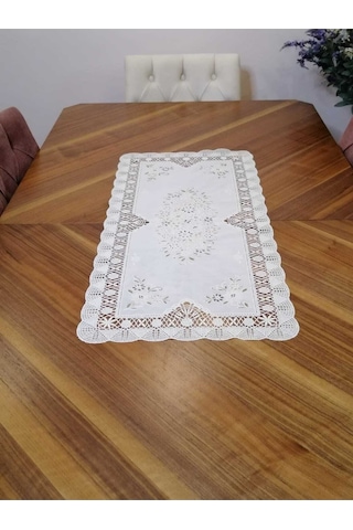 Pvc Runner Ve Sehpa Üstü Servislik 40 Cm X 30 Cm Beyaz Başak Ev Tekstili