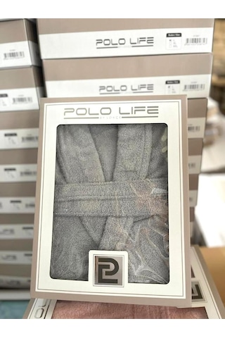 Polo Life Kutulu %100 Pamuk Tek Bornoz Şalyaka-gri L Beden Gri