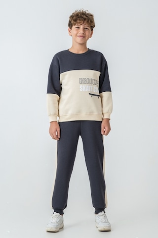 Erkek Çocuk Brooklyn Skat Clup Baskılı 3 İplik Kalın Kışlık Eşofman Takımı Ak4228 Füme