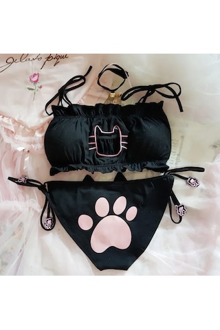 Kedi Kız Cosplay Sütyen Ve Külot Seti Kadınlar İçin Seksi İç Çok Renkli