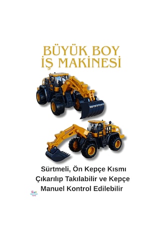 Oyuncak Ekskavatör Kepçe Oyuncak Iş Makinesi Sürtmeli 22 Cm.