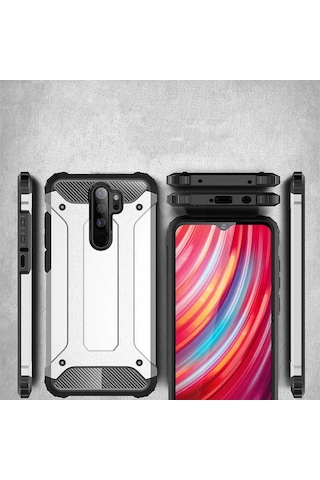 Redmi Note 8 Pro Kılıf Crash Zırh Silikon Kılıf Gri