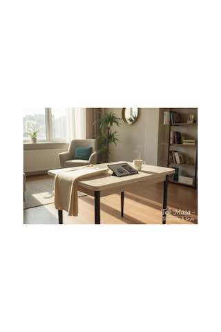 Tool Aksesuar T-6016 Traverten 70x120 Mdf Teddy Kahverengi 4 Kişik Mutfak Masası Takımı