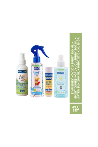 Set 4'lü Sivrisinek Kovucu Sprey 100 Ml+sport Güneş Koruyucu Sprey 200 Ml+after Sun 200 Ml+hero Stic