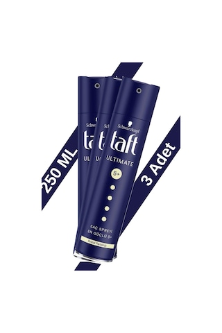 Schwarzkopf Taft Ultimate 5+ Kristal Parlaklığı Saç Spreyi 3 x 250 ML