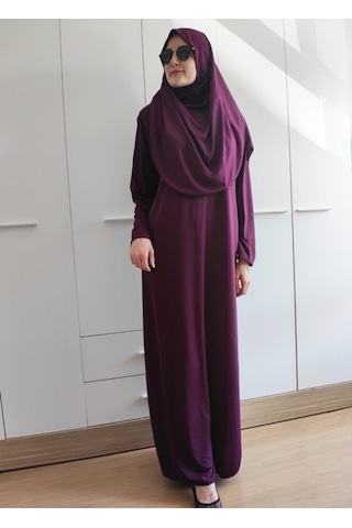 Tek Parça Namaz Elbisesi (Mürdüm) Mürdüm
