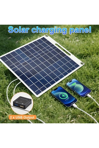 Xuweiwei 1 Takım Güneş Enerjili Şarj Paneli 14.48x29.97 Cm Taşınabilir Usb Şarj Cihazı Kampçılık Karavan Telefon Power Bank Fan El Feneri Ip44