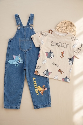 Nota Kids Erkek Çocuk Kot Salopet Ve Tişört Set 3-6 Yaş Mavi