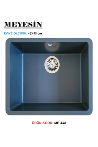 Meyesin ME-43A Tezgah Altı Granit Mutfak Eviyesi Antrasit 43 x 55 CM