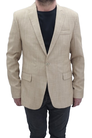 Twenhil Dmctekstil Erkek Krem 206 Düz İtalyan Kesim Dar Kalıp Tek Düğme Blazer Ceket