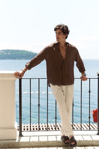 Enrico Kemer Detay Ekru Erkek Pantolon Ekru