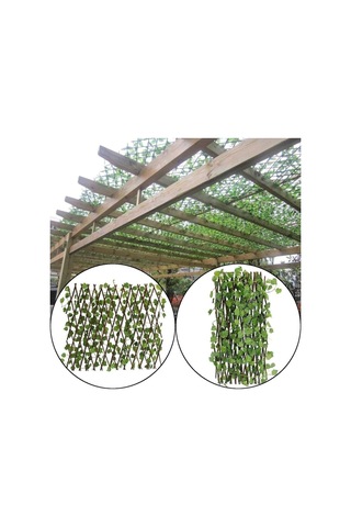 Yapay Çiçek Akordiyon Çit Yapay Sarmaşıklı Duvar Dekoru 300x60 Cm