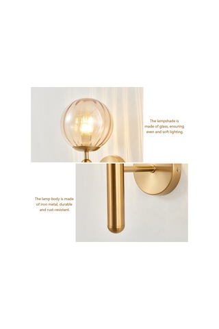 Vkemall Demir Gövde Ve Cam Küre Şeffaf Abajurlu Duvar Lambası - Oturma Odası, Yatak Odası, Koridor Için Uygun - E26 Vidalama İşık Ampülü Hariç - Bakır Rengi 6102 Modeli Bakır