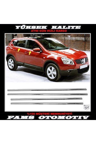 Nissan Qashqai J10 Krom Cam Çıtası 4 Prç. 2007-2014 P. Çelik