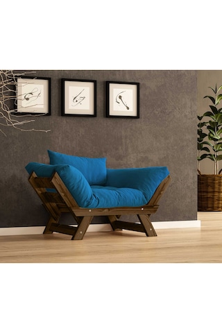 Woodesk Adalar Masif Ceviz-mavi Renk Berjer Cpt8136-140 Mavi