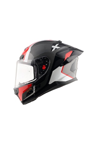 Axor Saber Spark Dull Ece 22.06 Kapalı Kask Beyaz - Kırmızı - Siyah