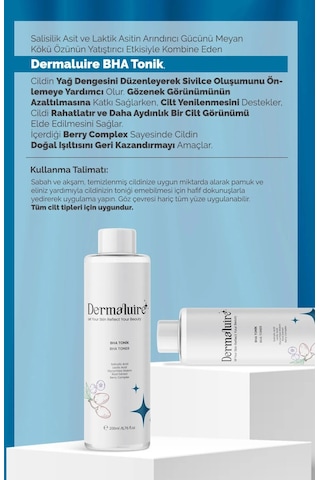 Dermaluire Vitamin C Serum 30 ML + Bha Tonik 200 ML + Nemlendirici Cilt Bakım Kremi 200 ML + Yağ Bazlı Temizleme Jeli 200 ML