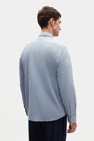 D'S Damat Ds Damat Comfort Toz Mavisi Düğmeli Yaka Rahat Kesim Keten Görünümlü %100 Pamuk Gömlek 2hc02ort64265 Toz Mavisi Mavi