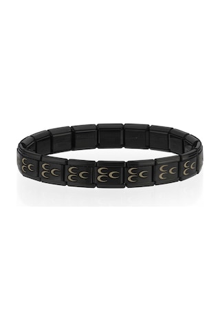 Osmanlı Üç Hilal Bayrağı İtalyan Charm Unisex Çelik Bileklik Scb58 Siyah 10755787