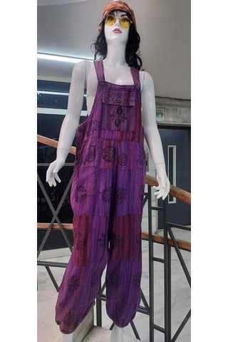 Hint Otantik Yıkamalı Taşlanmış Şalvar Tulum Mor