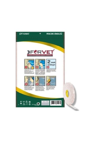 Forvet Çift Kanat Cırtlı Sineklik Pencere Seti 125x150 Cm + 5.6 Metre Bant Hediyeli