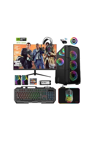 Xaser XSR624 R7-5700X 32 GB 1 TB M.2 NVMe SSD 6 GB RTX3050 27" Free Dos Masaüstü Oyuncu Bilgisayarı
