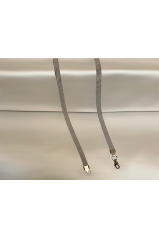 Silver-hasır-yassı Yüksek Kalite Paslanmaz Çelik Kolye 65 Cm