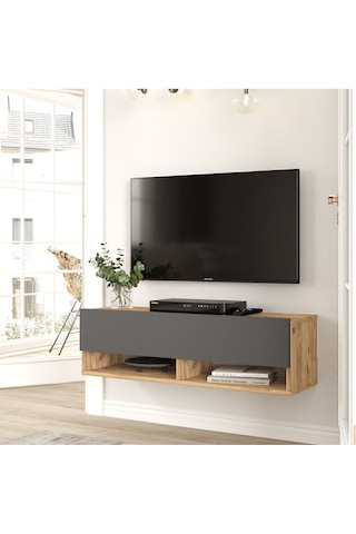Aven Tv Ünitesi Tv Sehpası Raflı Kapaklı 100cm Çam-antrasit Ave13-aa Atlantik Çam - Antrasit