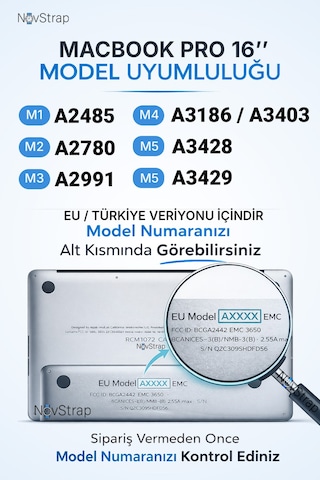Novstrap Apple Macbook Pro 16 İnç M4/m5 A3403 A3186 A3428 A3429 İle Uyumlu Türkçe Q Gri Füme Silikon Klavye Koruyucu Kılıf