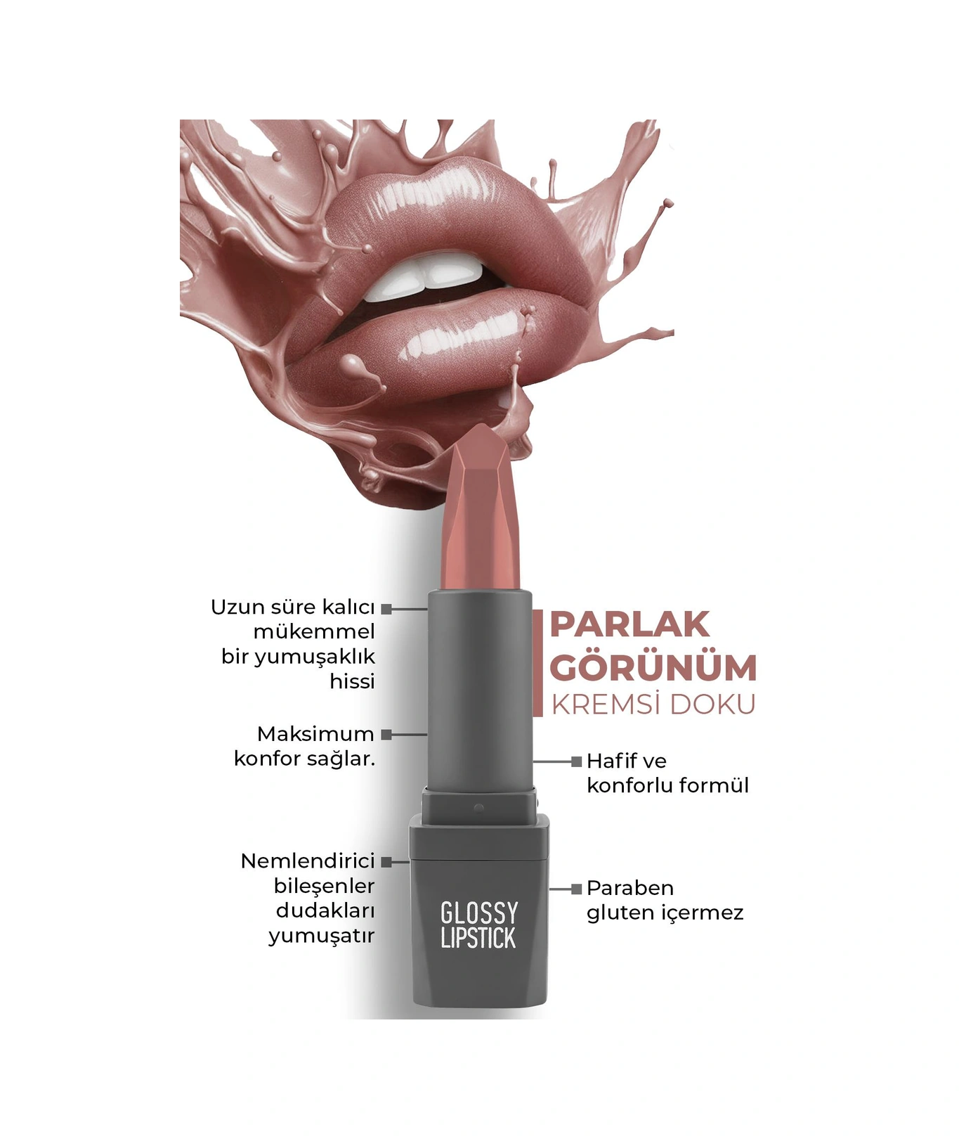 Alix Avien Uzun Süre Kalıcı Yoğun Renk Veren Nemlendirici Parlak Ruj Glossy Lipstick 315 Glossy Plum