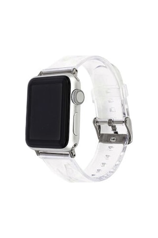 Apple Watch Uyumlu 7 41mm Krd-13 Şeffaf Silikon Kordon - Siyah